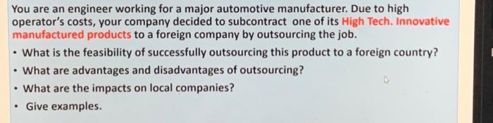 You are an engineer working for a major