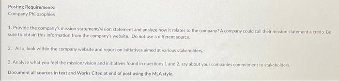 COSTCO Posting Requirements: Company Philosophies