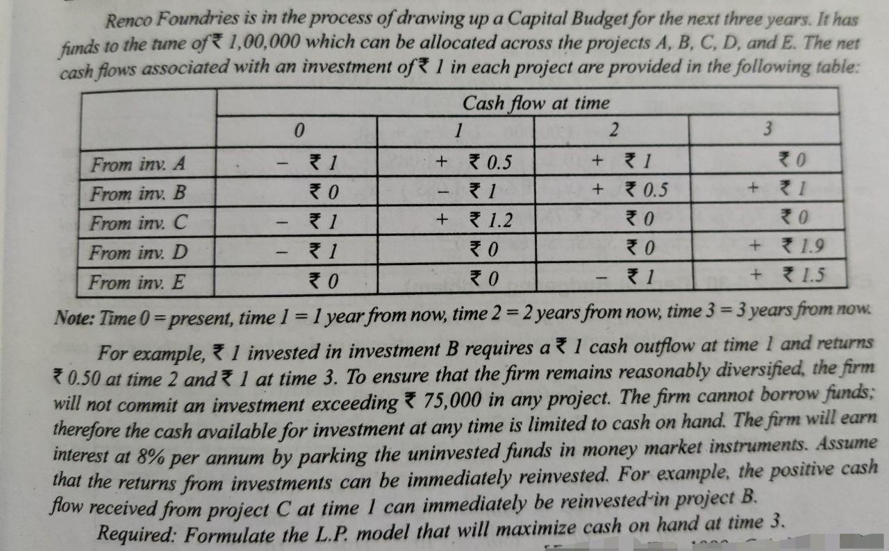 Management 0 - Renco Foundries is in the process