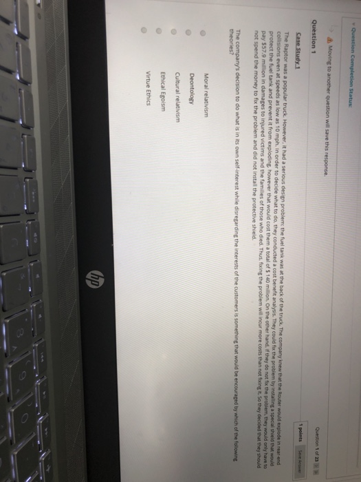 Question Completion Status Moving to another