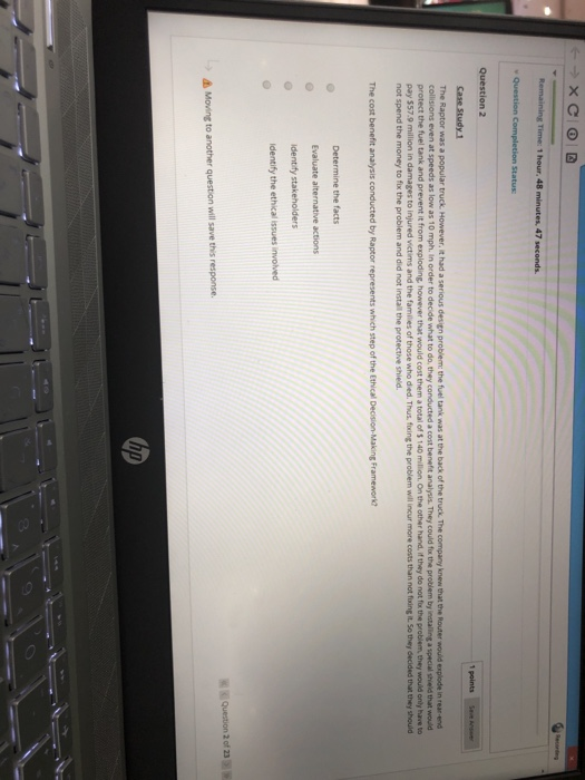Question Completion Status Moving to another