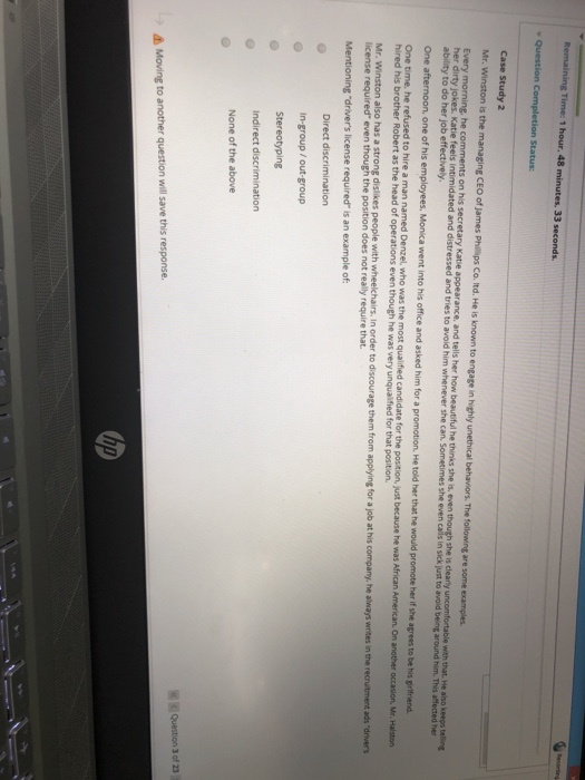 Question Completion Status Moving to another