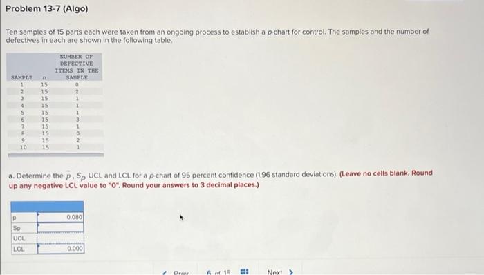need help with the middle two Problem 13-7 (Algo)