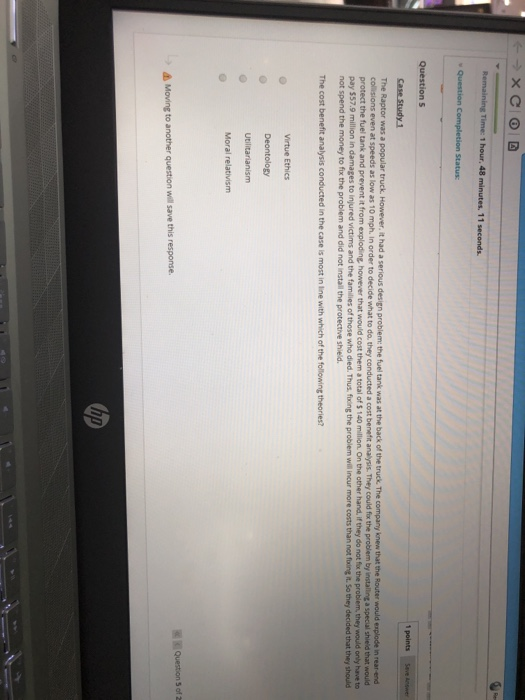 Question Completion Status Moving to another