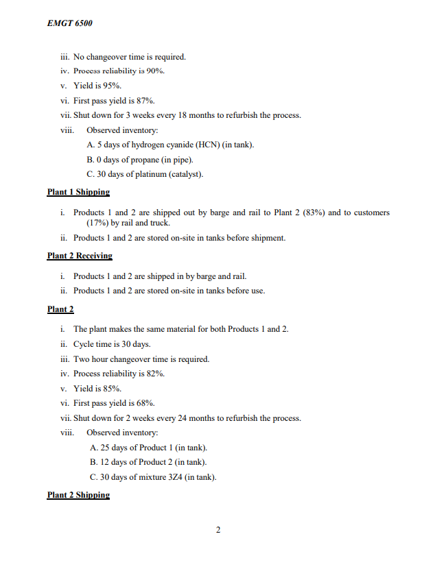 Consider the manufacturing system description