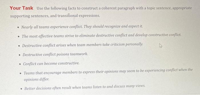 Your Task Use the following facts to construct a