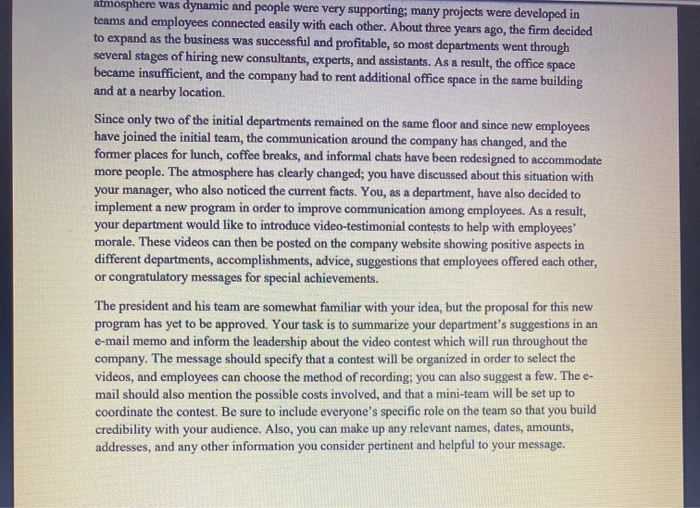 Part 2: Drafting a Letter - Read the following