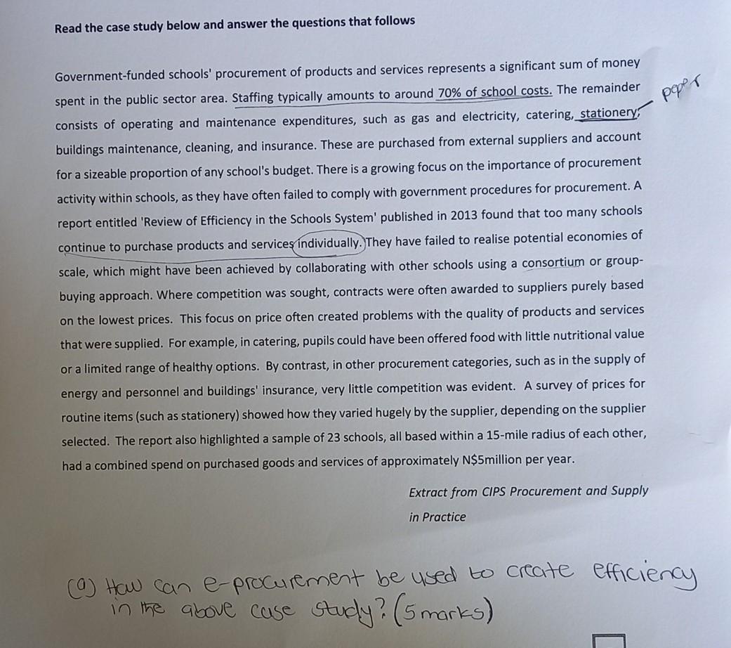 Read the case study below and answer the