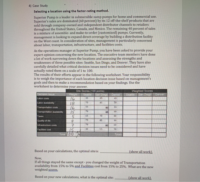 4) Case Study Selecting a location using the