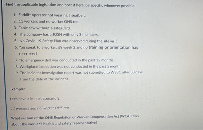 Find the applicable legislation and post it here,