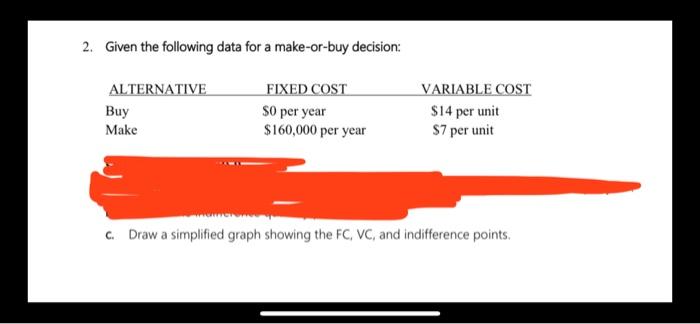 2. Given the following data for a make-or-buy