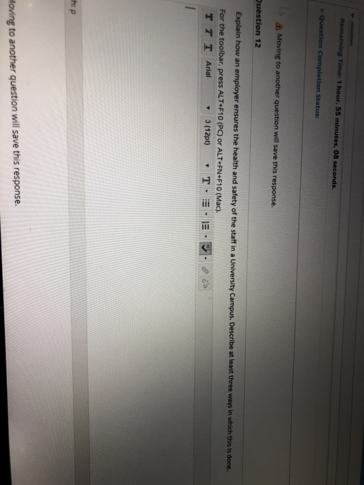 Once started this test must be completed in one