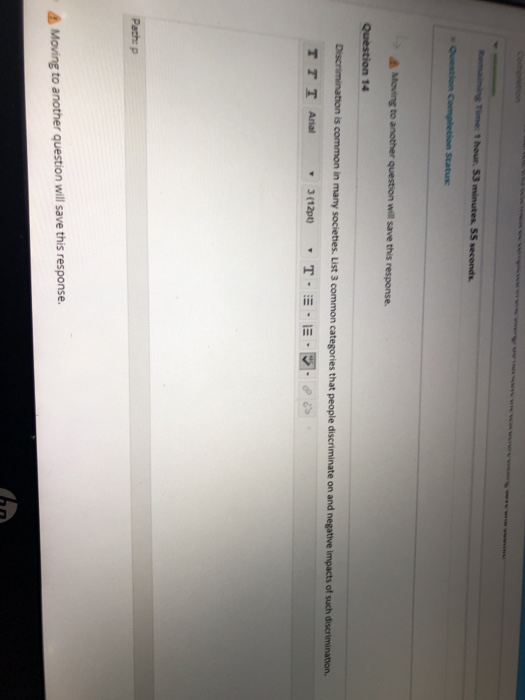 Once started this test must be completed in one