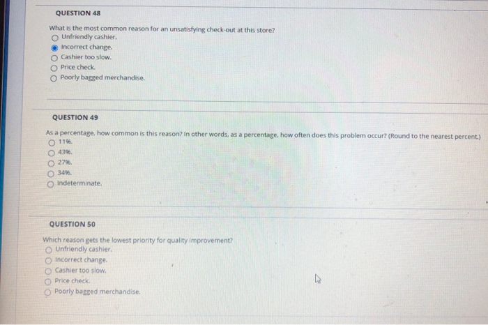 QUESTION 47 47. The following data has been