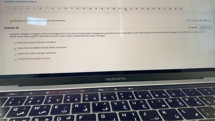 Moving to another question will save this