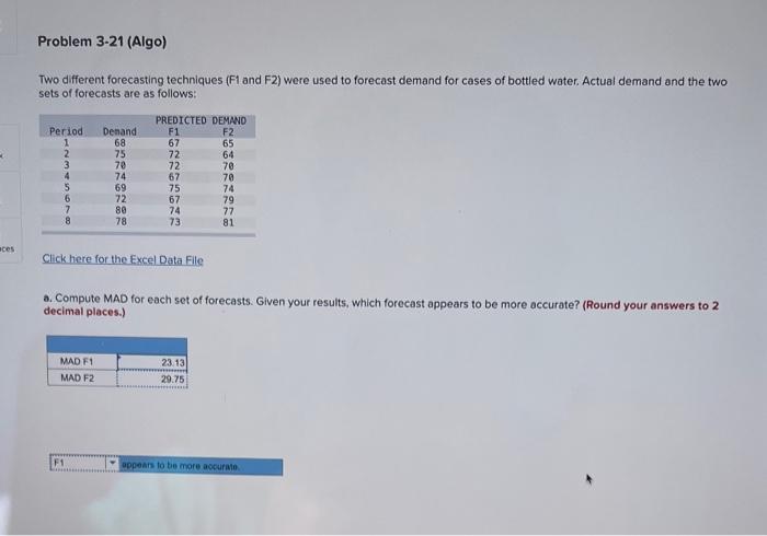 ces Problem 3-21 (Algo) Two different forecasting