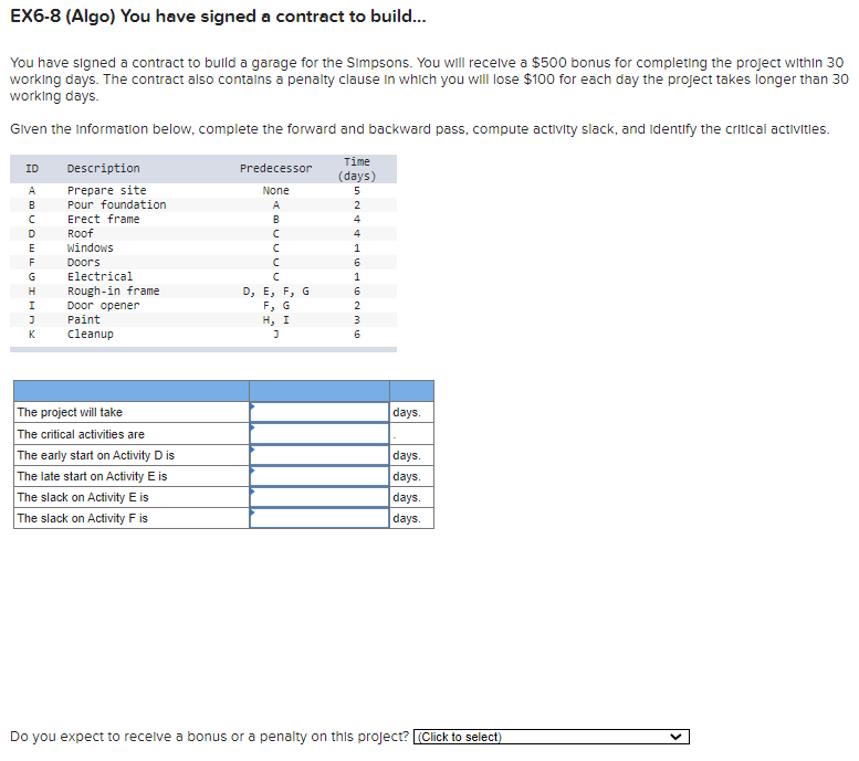EX6-8 (Algo) You have signed a contract to