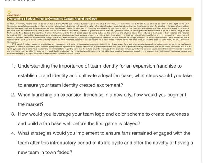 read and answer the four questions case study 1.