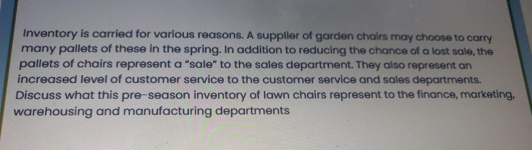 subject : integrated logistics Inventory is