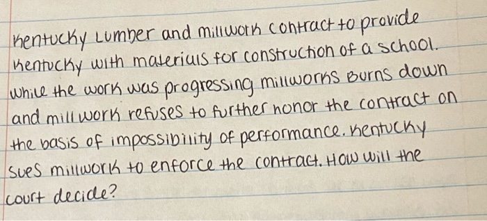 hentucky Lumber and Millworth contract to provide