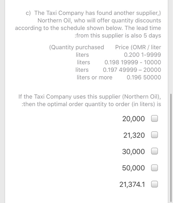 The City Taxi Company uses 360,000 liters of