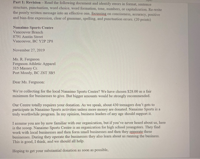 Part 1: Revision - Read the following document