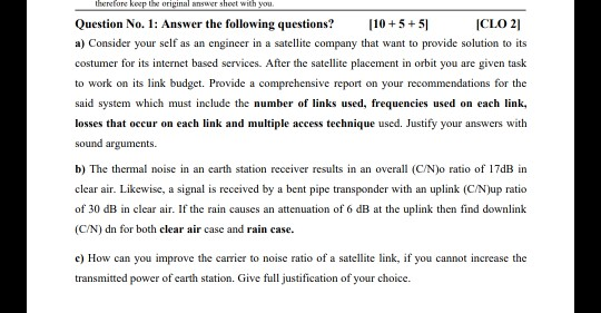 therefore keep the original answer sheet with