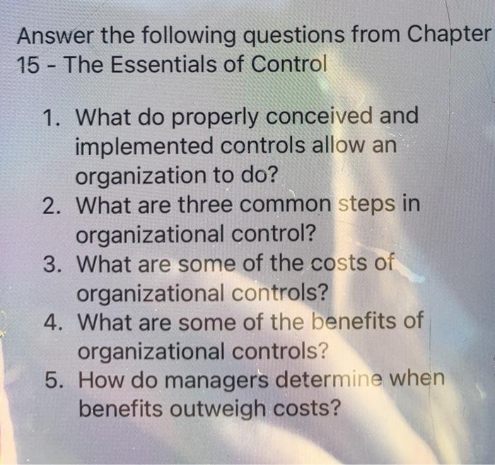 Answer the following questions from Chapter 15 -