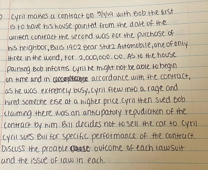 > Cyril makes a contract on 511/19 with Bob the