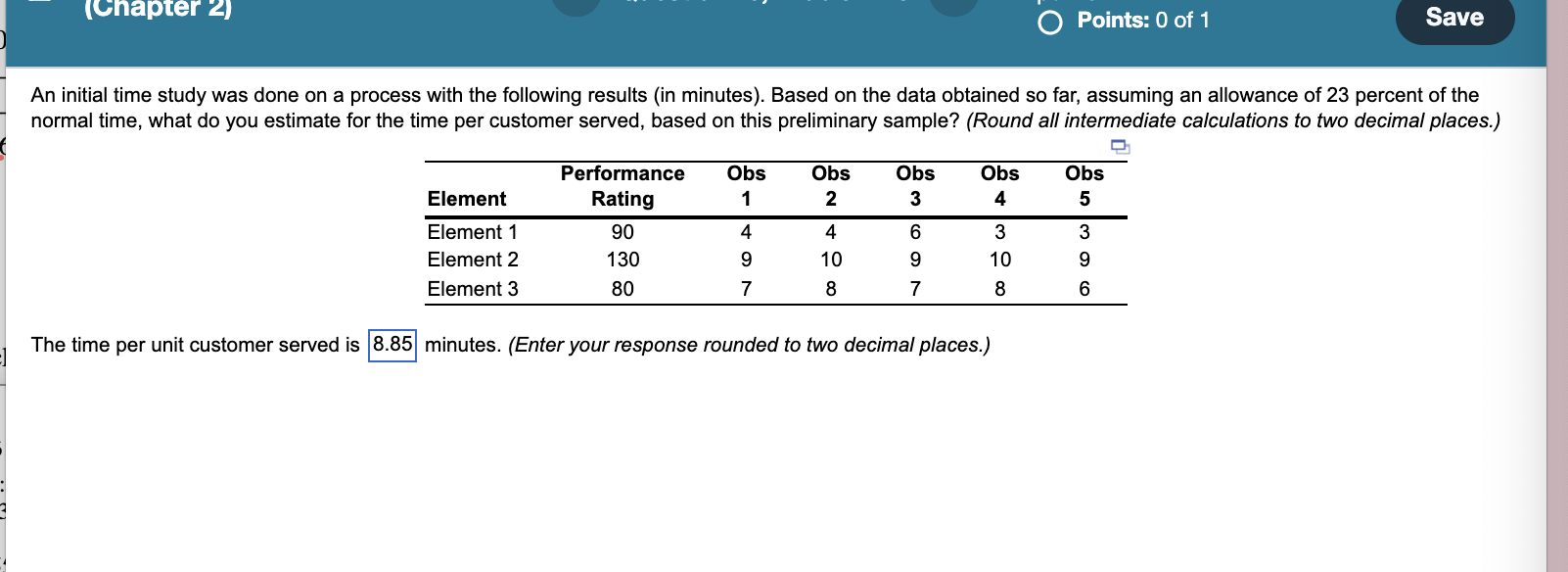 (Chapter 2) Points: 0 of 1 Save An initial time
