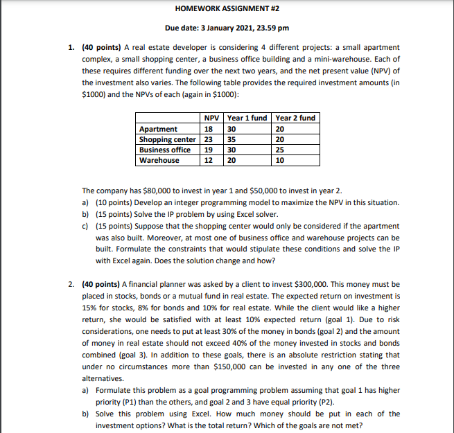 THRD Question (20 points) A financial advisor