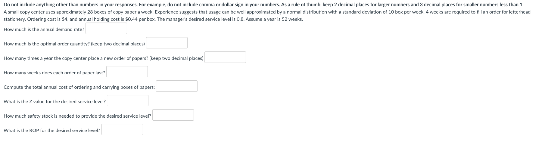 Do not include anything other than numbers in