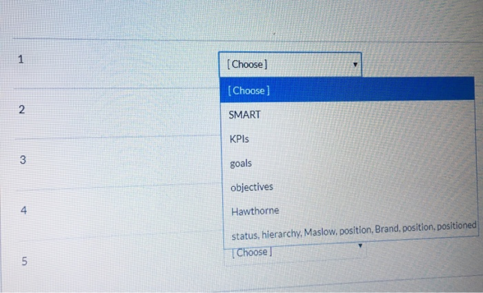 The drop down bar is the same for all 5