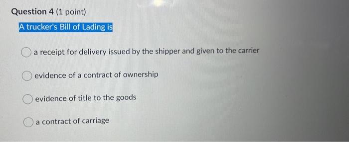 2,4,6,8 Question 2 (1 point) A highway carrier