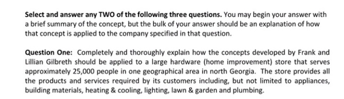 Select and answer any TWO of the following three