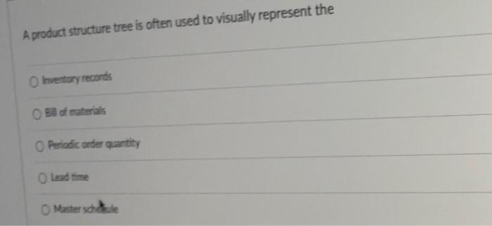 A product structure tree is often used to