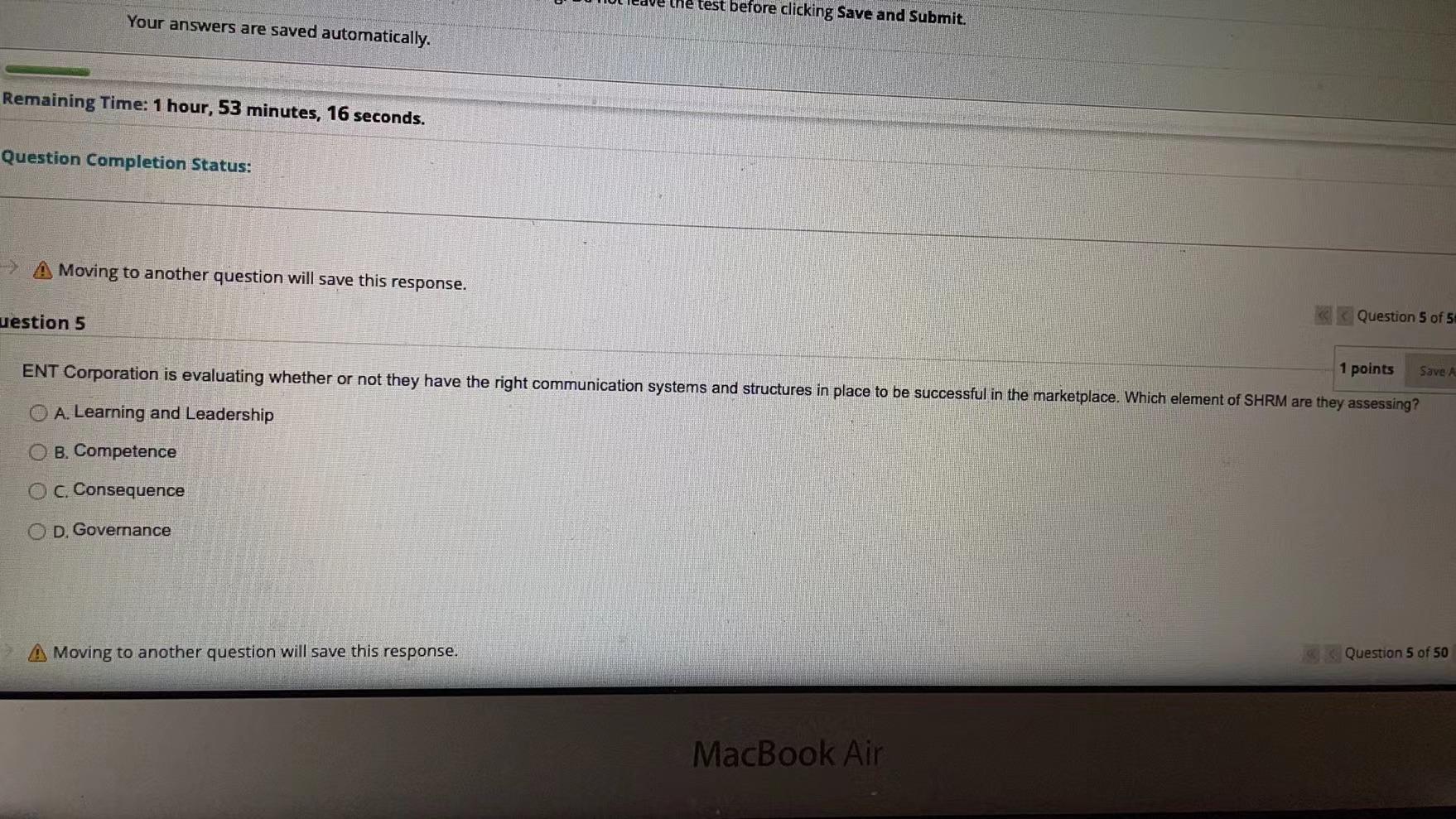 the test before clicking Save and Submit. Your