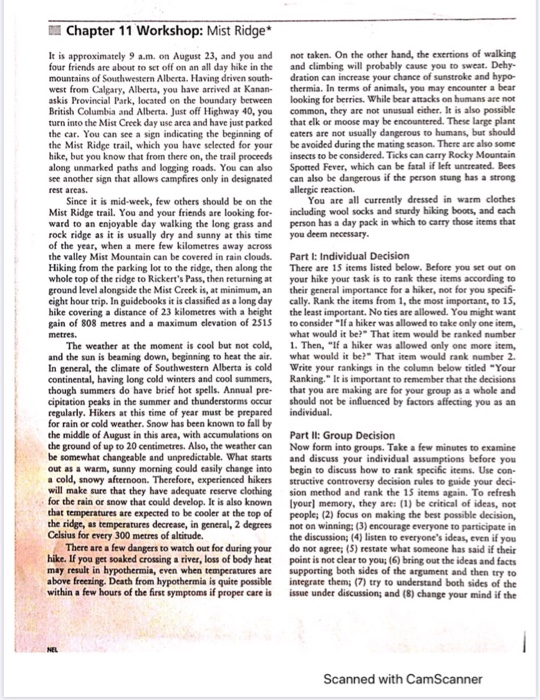 Chapter 11 Workshop: Mist Ridge* It is