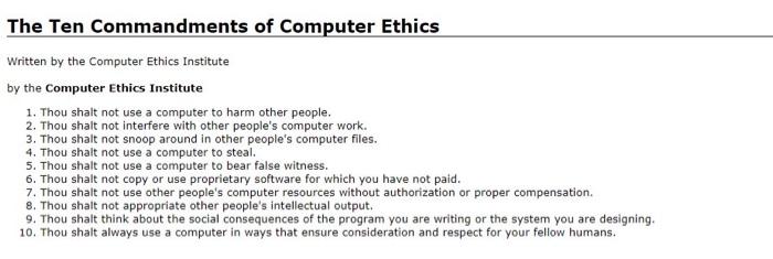 this site offers the "Ten Commandments of