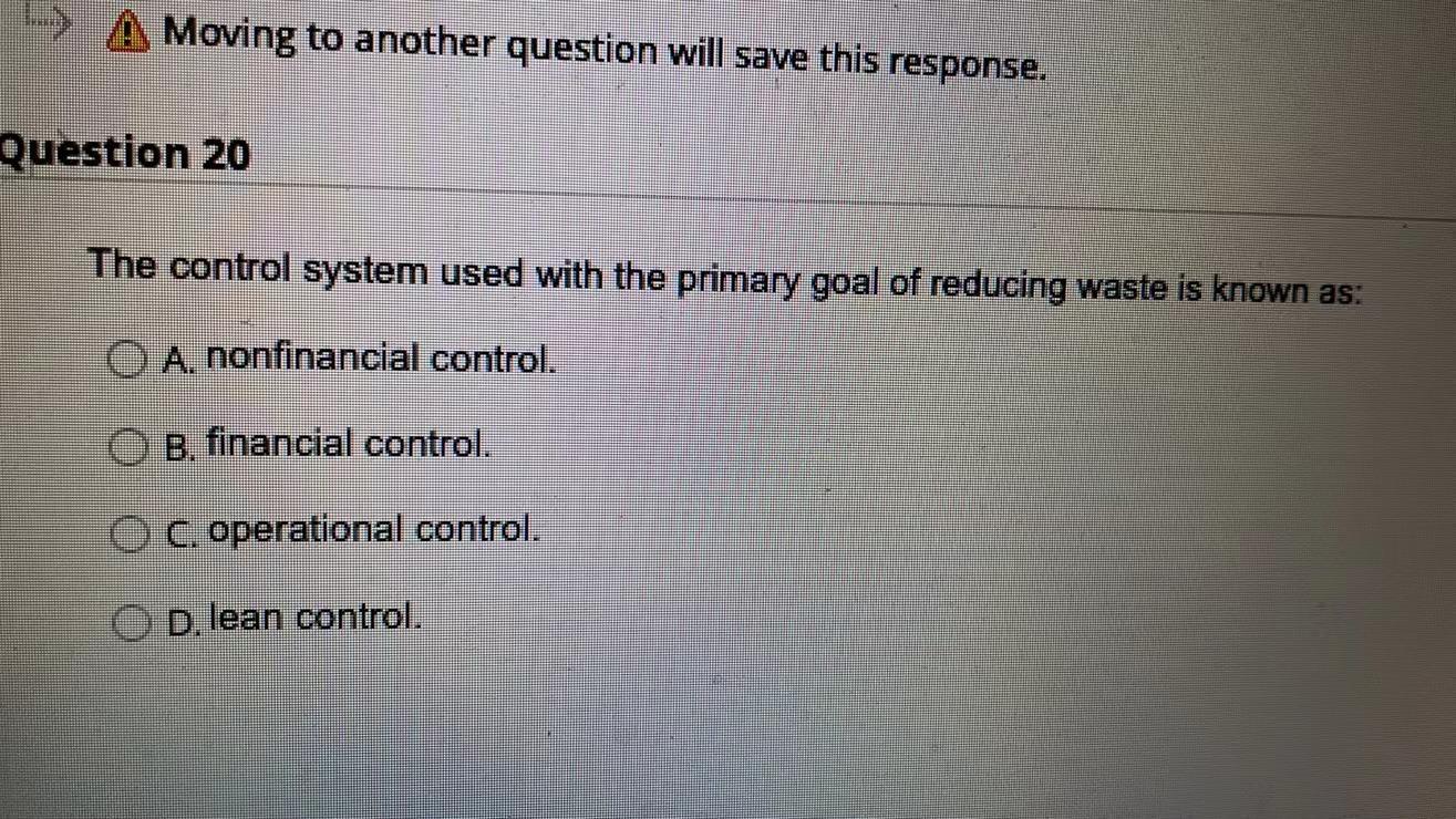 Moving to another question will save this