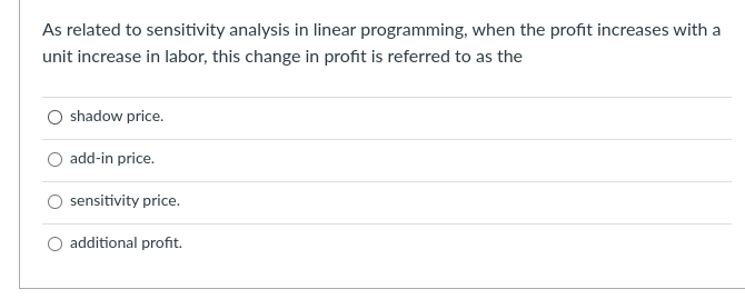 Consider the following linear programming