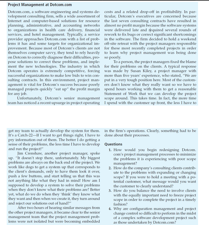 Project Management at Dotcom.com Dotcom.com, a