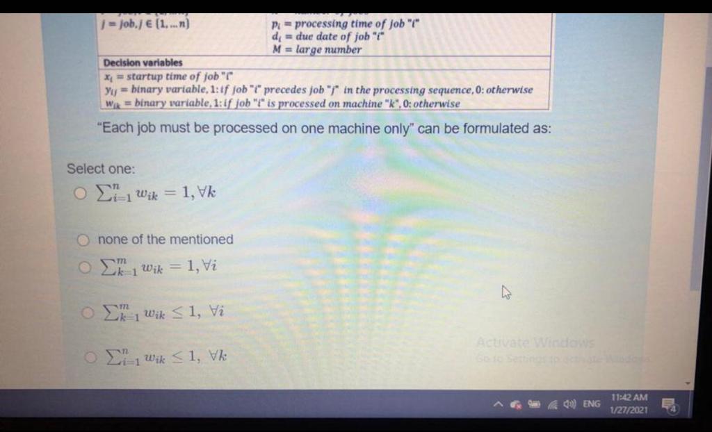 Machine 1 M : Machine m M. Notation: MIP models