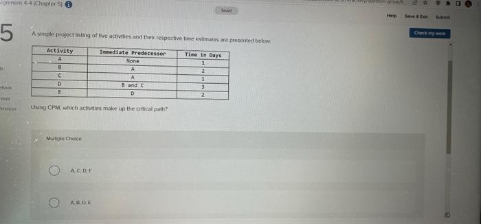 ignment 44 (Chapter 5) i 5 Book Pr Seved A simple