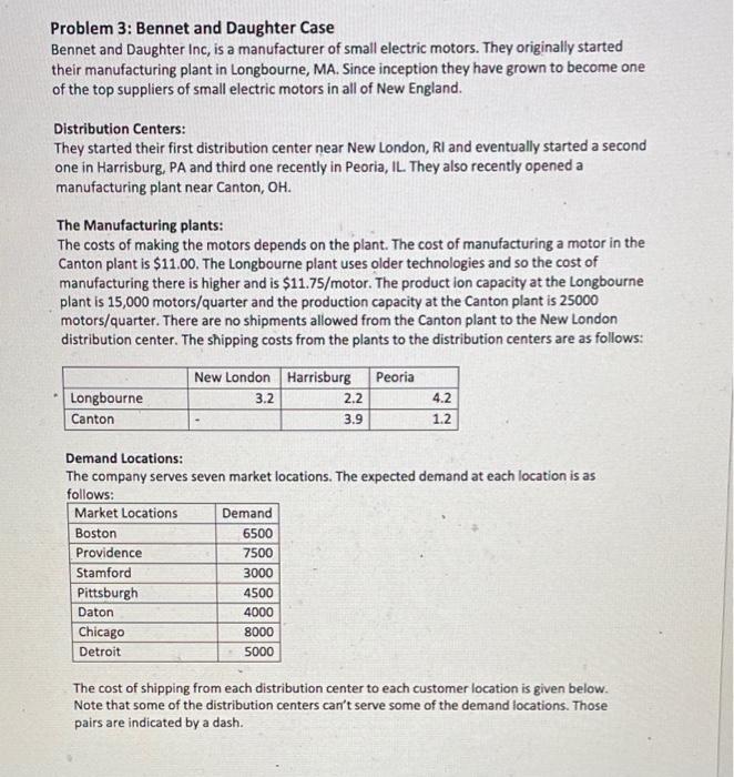 Problem 3: Bennet and Daughter Case Bennet and