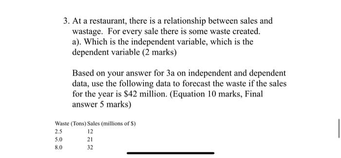 3. At a restaurant, there is a relationship