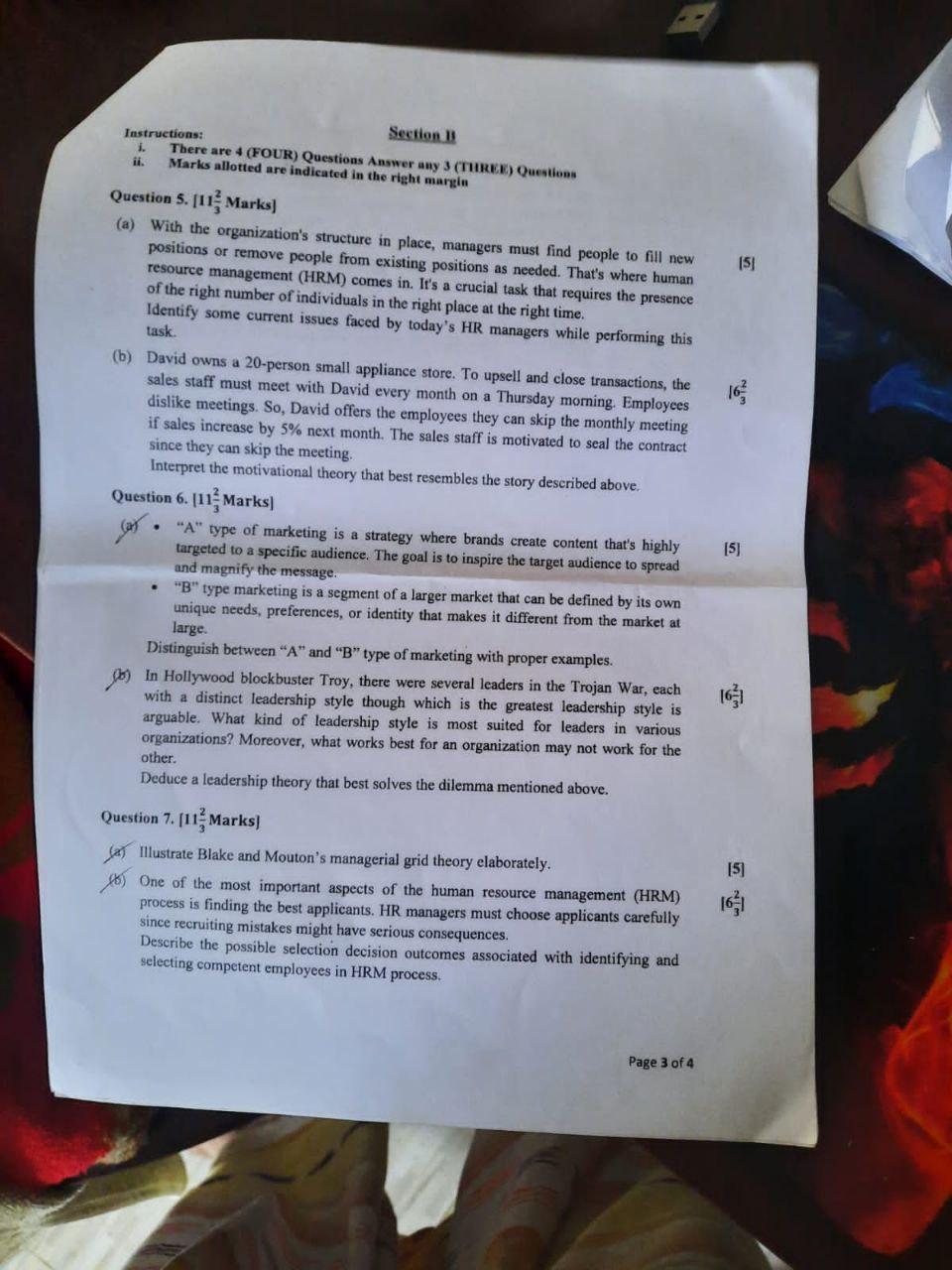 Answer question no 6(a) and 6(b) ii. Marks are 4