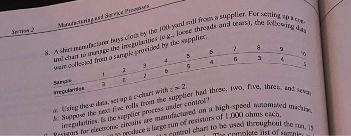 # 8 please a. Using these data, set up a c-chart