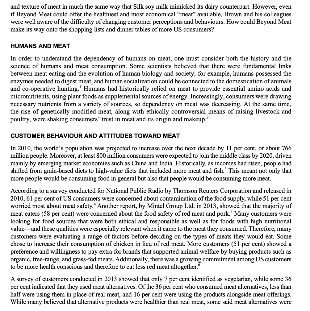 BEYOND MEAT: CHANGING CUSTOMER BEHAVIOUR IN FOOD