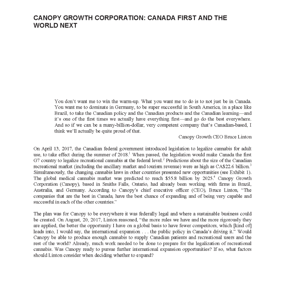 Conduct an internal analysis of Canopy. What